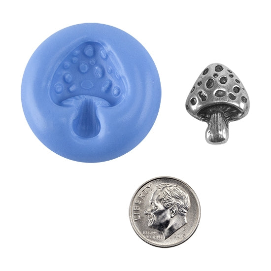 Ready Mold - Spotted Mushroom  Blue Ready Mold, Silver Sample with Dime