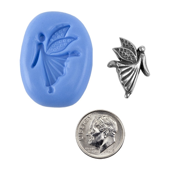 Ready Mold - Winged Ballerina  Blue Ready Mold, Silver Sample with Dime