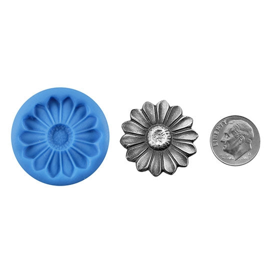 Ready Mold - Mexican Sunflower  Blue Ready Mold, Silver Sample with Dime