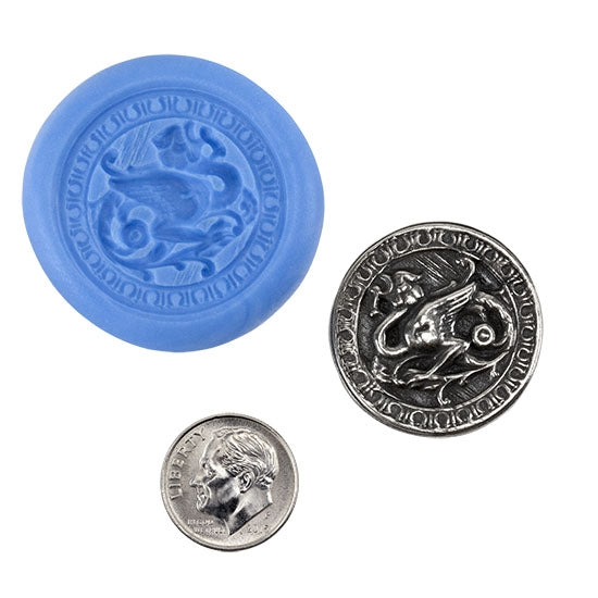 Ready Mold - Coin of Mythics  Blue Ready Mold, Silver Sample with Dime