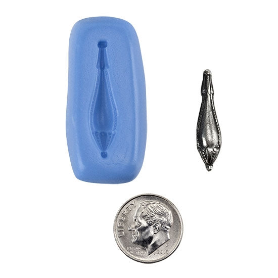 Ready Mold - Delicate Drop  Blue Ready Mold, Silver Sample with Dime