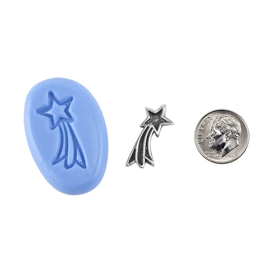 Ready Mold - Falling Star  Blue Ready Mold, Silver Sample with Dime