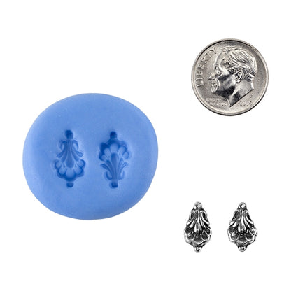 Ready Mold - Dainty Pair  Blue Ready Mold, Silver Sample with Dime