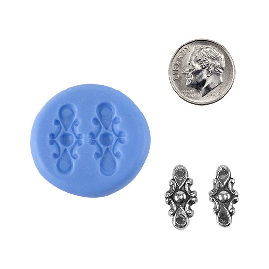 Ready Mold - Victorian Links  Blue Ready Mold, Silver Sample with Dime