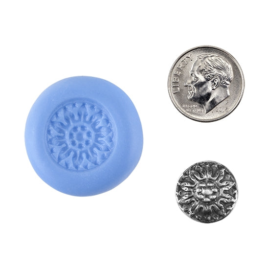 Ready Mold - Wild Sunflower  Blue Ready Mold, Silver Sample with Dime