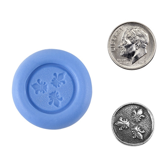 Ready Mold - Fleur de Lis Trio  Blue Ready Mold, Silver Sample with Dime