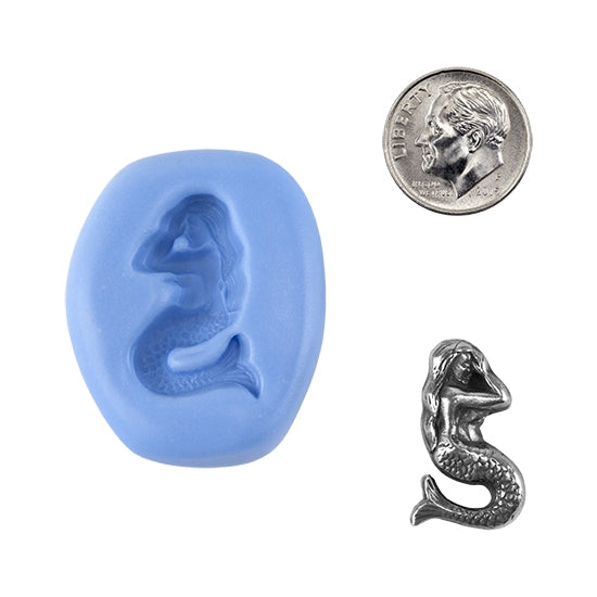 Ready Mold - Lady of the Sea  Blue Ready Mold, Silver Sample with Dime