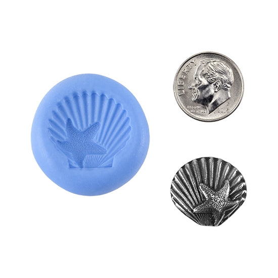 Ready Mold - Sea Shore Treasure  Blue Ready Mold, Silver Sample with Dime