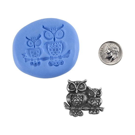 Ready Mold - Owl's Nest  Blue Ready Mold, Silver Sample with Dime