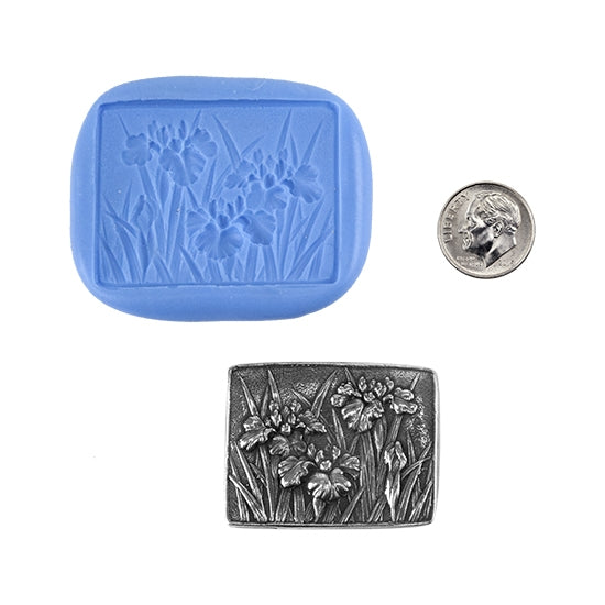 Ready Mold - In the Meadow  Blue Ready Mold, Silver Sample with Dime