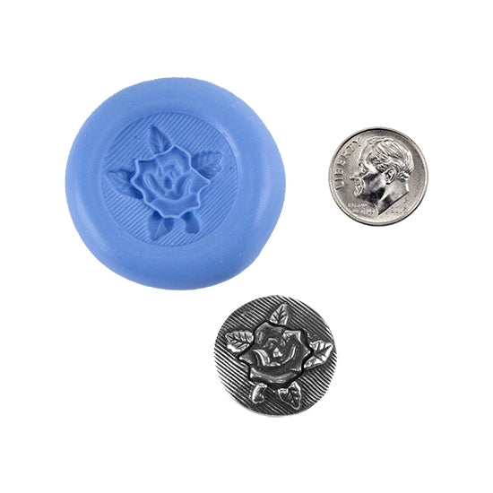 Ready Mold - Textured Rose  Blue Ready Mold, Silver Sample with Dime