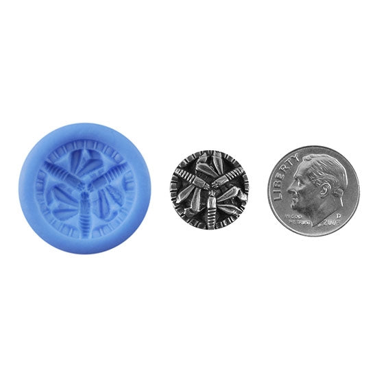 Ready Mold - Triple Dragonflies  Blue Ready Mold, Silver Sample with Dime