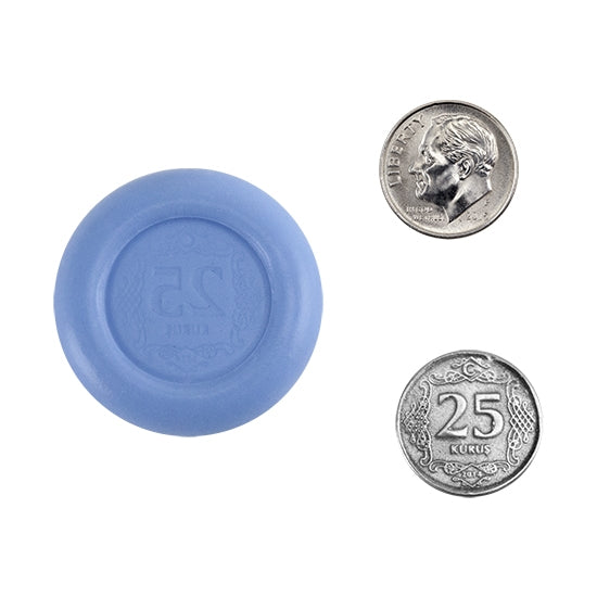 Ready Mold - Token  Blue Ready Mold, Silver Sample with Dime