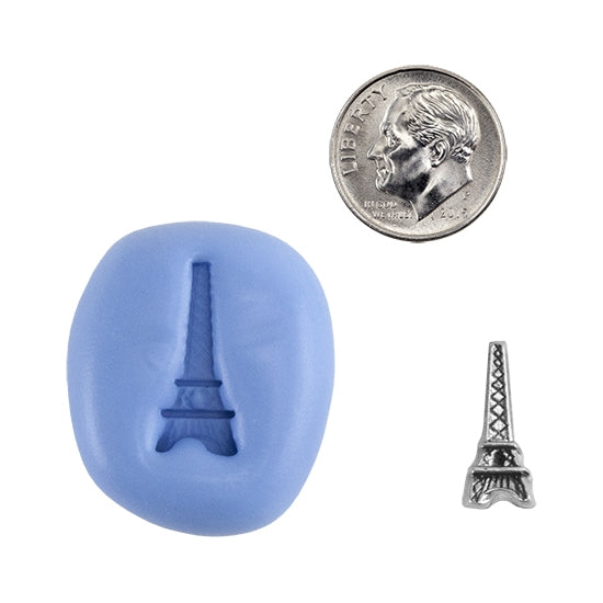 Ready Mold - Eiffel Tower  Blue Ready Mold, Silver Sample with Dime