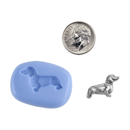 Ready Mold - Daschund  Blue Ready Mold, Silver Sample with Dime