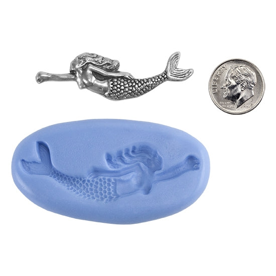 Ready Mold - Mermaid  Blue Ready Mold, Silver Sample with Dime