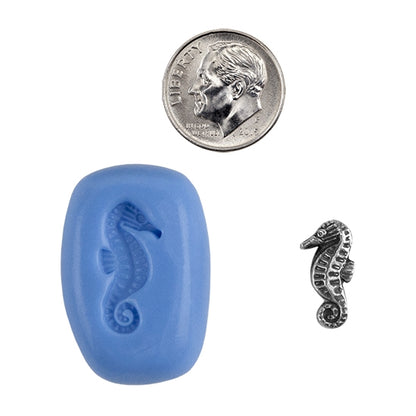 Ready Mold - Pacific Seahorse  Blue Ready Mold, Silver Sample with Dime