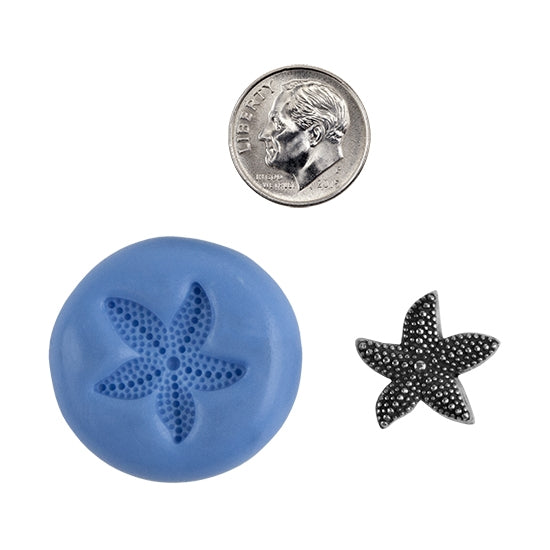 Ready Mold - Starfish  Blue Ready Mold, Silver Sample with Dime