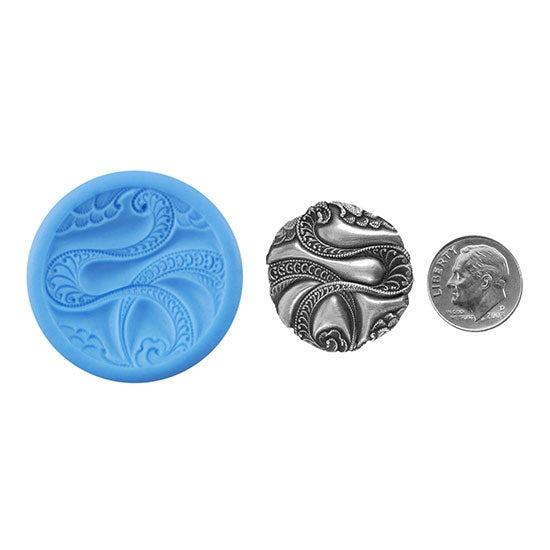 Ready Mold - Twisted Ribbons  Blue Ready Mold, Silver Sample with Dime