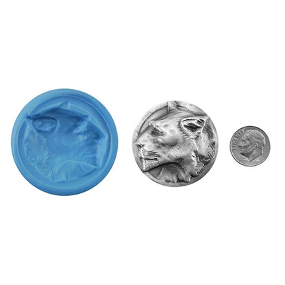 Ready Mold - Cougar  Blue Ready Mold, Silver Sample with Dime