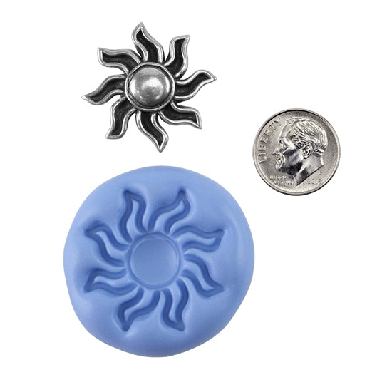 Ready Mold - Sun Rays  Blue Ready Mold, Silver Sample with Dime