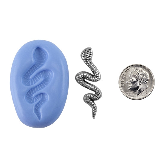 Ready Mold - Striped Boho Snake  Blue Ready Mold, Silver Sample with Dime