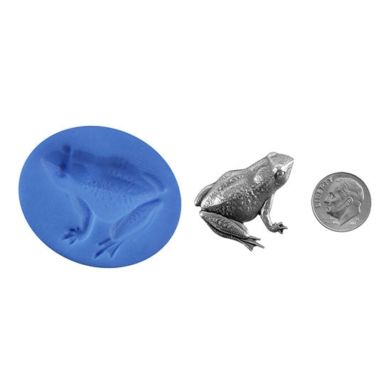 Ready Mold - Frog  Blue Ready Mold, Silver Sample with Dime