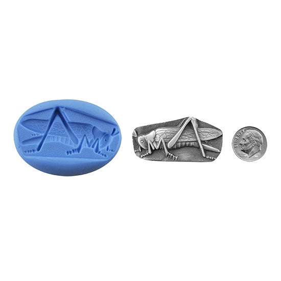 Ready Mold - Grasshopper  Blue Ready Mold, Silver Sample with Dime