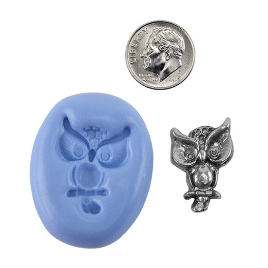 Ready Mold - Sassy Owl  Blue Ready Mold, Silver Sample with Dime