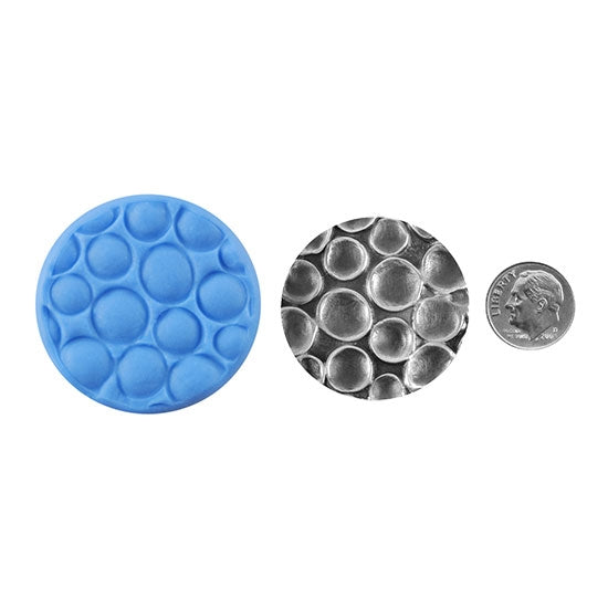 Ready Mold - Crater Cluster  Blue Ready Mold, Silver Sample with Dime