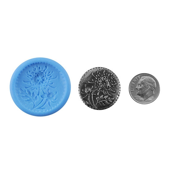 Ready Mold - Thistle  Blue Ready Mold, Silver Sample with Dime