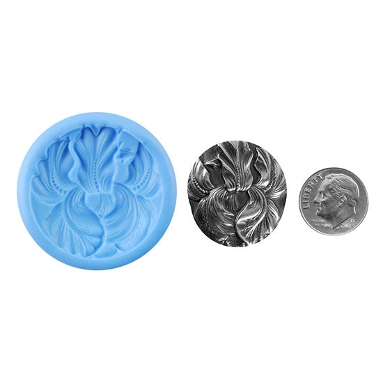 Ready Mold - Siberian Iris  Blue Ready Mold, Silver Sample with Dime