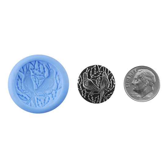 Ready Mold - Song Birds  Blue Ready Mold, Silver Sample with Dime