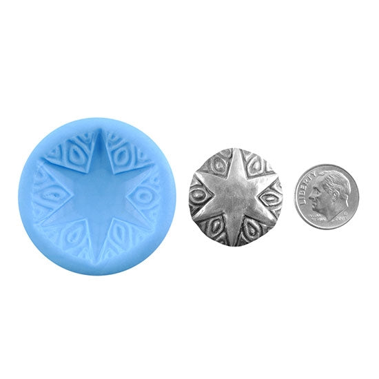 Ready Mold - Tree Topper  Blue Ready Mold, Silver Sample with Dime