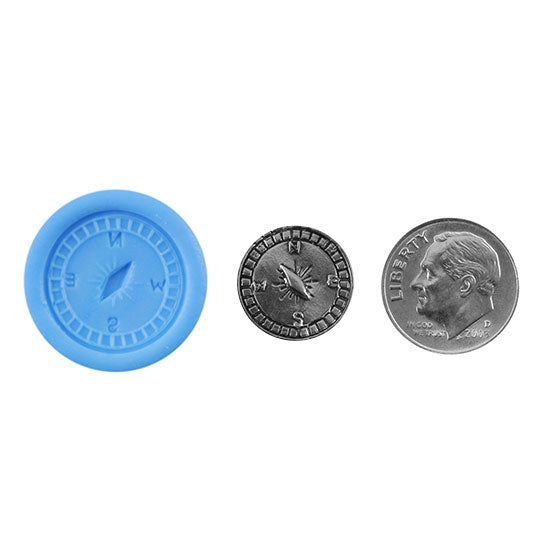 Ready Mold - Compass  Blue Ready Mold, Silver Sample with Dime