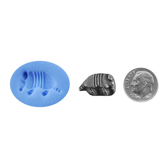 Ready Mold - Armadillo Blue Mold, Silver Sample with Dime