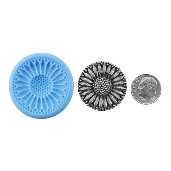 Ready Mold - Geo Sunflower  Blue Ready Mold, Silver Sample with Dime