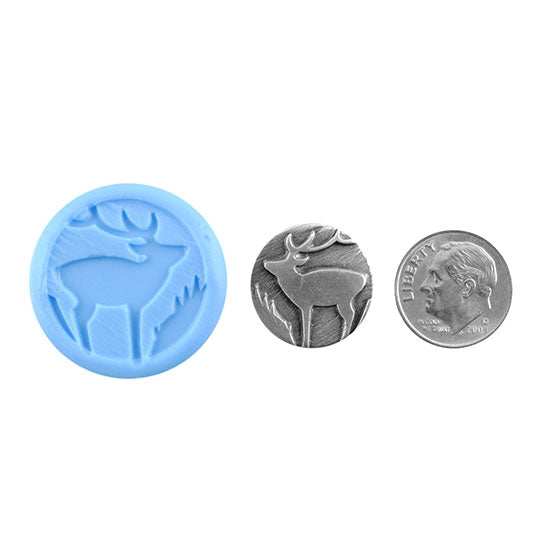 Ready Mold - Reindeer  Blue Ready Mold, Silver Sample with Dime