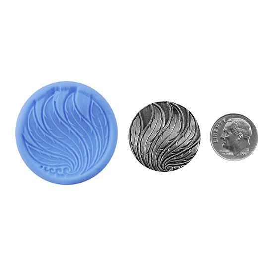 Ready Mold - Plumage  Blue Ready Mold, Silver Sample with Dime