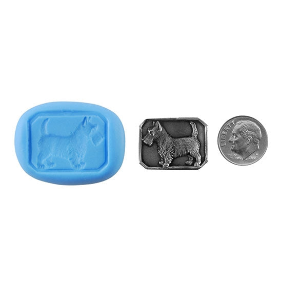 Ready Mold - Scottie Dog  Blue Ready Mold, Silver Sample with Dime