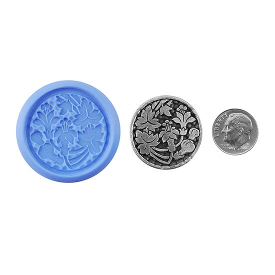 Ready Mold - Mystery Garden  Blue Ready Mold, Silver Sample with Dime