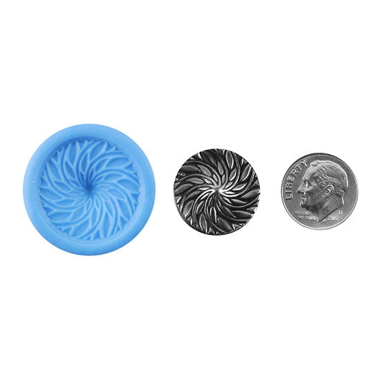 Ready Mold - Petal Vortex  Blue Ready Mold, Silver Sample with Dime