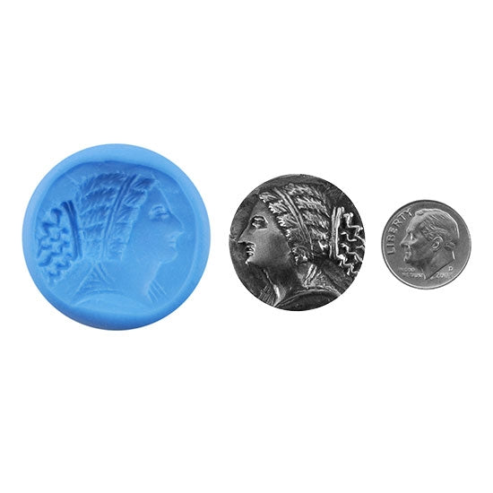 Ready Mold - Roman Coin  Blue Ready Mold, Silver Sample with Dime