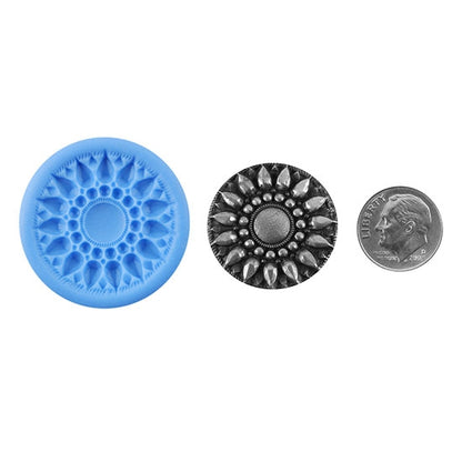 Ready Mold - Ra  Blue Ready Mold, Silver Sample with Dime