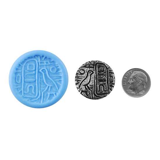 Ready Mold - Cartouche  Blue Ready Mold, Silver Sample with Dime