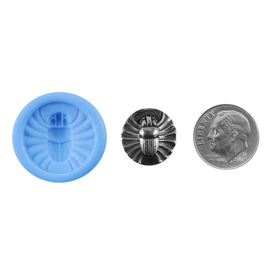 Ready Mold - Scarab  Blue Ready Mold, Silver Sample with Dime