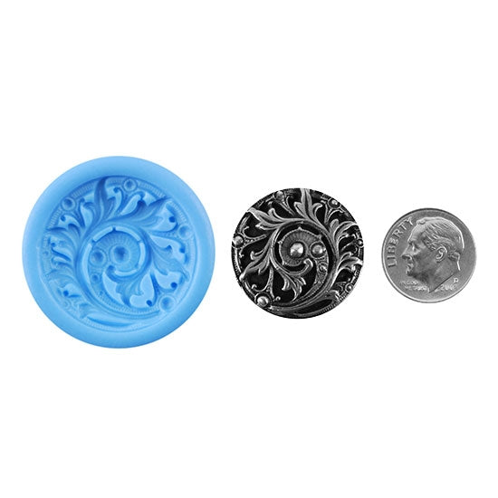 Ready Mold - Maiden Hair Fern  Blue Ready Mold, Silver Sample with Dime