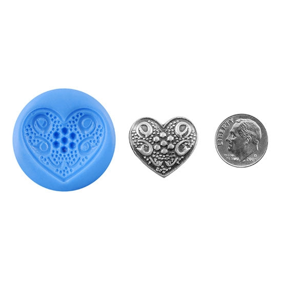 Ready Mold - Swirl Love  Blue Ready Mold, Silver Sample with Dime