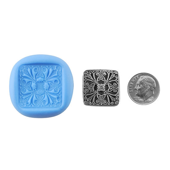 Ready Mold - Four Square  Blue Ready Mold, Silver Sample with Dime