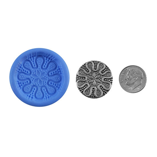 Ready Mold - Sea Bottom  Blue Ready Mold, Silver Sample with Dime